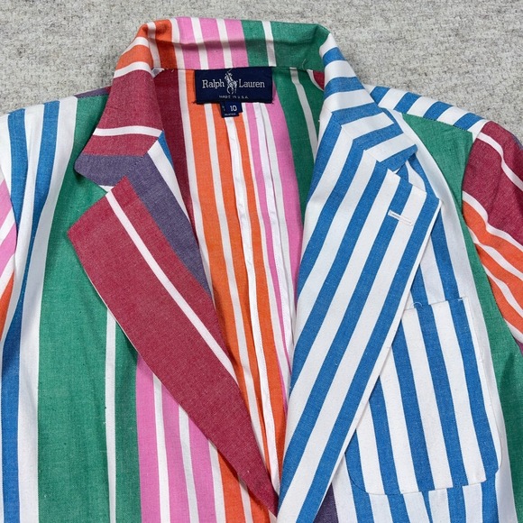 Vintage Ralph Lauren Jacket Women 10 Blazer Sport Coat 80s 90s Multi Rainbow Fun - Picture 5 of 15